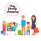 Our Family Shopping Flat Vector Concept