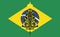 Our Lady Aparecida. Brazil flag background.
