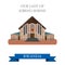 Our Lady of Kibeho Shrine in Rwanda. Flat vector i