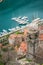 Our Lady of Salvation bell tower and view of Kotor marina