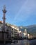Our Lady statue and Innsbruck town center in old town Innsbruck, Tyrol, Austria