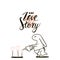 Our Love story quote. Cute hand drawn Rabbit keeps watering can. Minimalistic Background for wedding, save the date, Valentine`s D