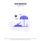 Our Services Beach, Sunbed, Vacation Solid Glyph Icon Web card Template