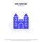 Our Services Big, Cathedral, Church, Cross Solid Glyph Icon Web card Template