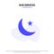 Our Services Moon, Night, Star, Night Solid Glyph Icon Web card Template