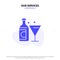 Our Services Wine, Glass, Bottle, Easter Solid Glyph Icon Web card Template