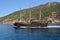 OURANOUPOLI, GREECE - MAY 27, 2016: Cruise boats travelling to Mount Athos Monasteries from Ouranoupolis port, Halkidiki, Greece