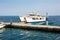 Ouranoupolis harbor and ferry boat Agia Anna near the pier, Greece