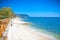 Ouranoupolis sandy beach on Athos peninsula, Greece.