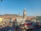 Ouside view of Ajmer junction railway station market clock tower and hills