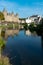 The Oust River canal and Chateau Josselin castle in Brittany