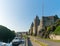 The Oust River canal and houseboats and Chateau Josselin castle