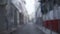 Out of focus background of charming alley in North Beach San Francisco