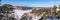 Out of focus. Blurred photo. View of the Bay of the Baltic sea with rocky coasts in winter day. Winter snowy landscape of Swedish