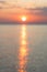 Out of focus sunset over the sea horizon