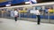 out of focusing blur view of passengers traveller waiting for arrival train and get on subway train commuter in rush hour business