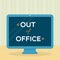 Out of office. Device desktop with quote. Vector illustration, flat design