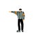 Out of play. Ice Hockey referee signal. Cartoon character.