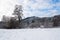 Out sign in snowy landscape, New Years Resolutions, self-improvement concept, lifestyle change, mind-body improvement