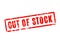 Out of stock red square grunge textured rubber stamp seal. Sold out sign.