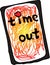 Out time font on the phone screen vector illustration, isolate, translate