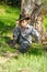 Outback boy in rugged bushland