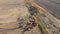 Outback cattle mustering with herd of cattle