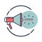 Outbound Marketing icon with megaphone for social networks, business, marketing and advertising.