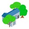 Outbuilding icon isometric vector. New outbuilding and green deciduous tree icon