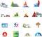 Outdoor activities and camping and caravanning icon set