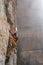 Outdoor activity. Extreme rock climbing lifestyle. Male rock climber on a cliff wall. Siurana, Spain.