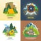 Outdoor adventure camp flat background concept set