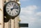 Outdoor analog clock in a railway station