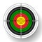 Outdoor archery target in colors - yellow, red, green, black and white.