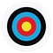 Outdoor archery target in traditional colors - yellow, red, blue, black and white. Vector illustration