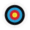 Outdoor archery target in traditional colors - yellow, red, blue, black and white. Vector illustration