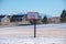 Outdoor baseball court in winter day light