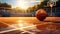 Outdoor basketball court at sunny day. Generative AI