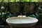 Outdoor bath around tropic greenery for relax.Spa,organic and sk