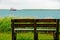 Outdoor bench with harbor view