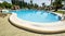 Outdoor Big blue Beautiful clean Swimming Pool in the hotel, Limassol city,  Tunisia, North Africa, august 2019