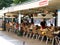 Outdoor cafe in  Plaza Bib Rambla, Granada, in the cathedral squarer,