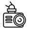 Outdoor camera front view icon, outline style