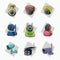 Outdoor CCTV, indoor CCTV, Wireless CCTV icon light yellow, brown, yellow, blue, green, pink, tosca, white, purple - tube, squar