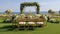 outdoor ceremony with wedding chairs. Generative AI