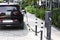 outdoor charging stations for electric vehicles, Electric car is changing on street parking