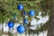 Outdoor Christmas azure shiny bauble ornaments