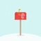 Outdoor Christmas mailbox. Santa Claus mail. Raised mailbox flag. Vector illustration, flat design