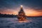 Outdoor Christmas tree in winter Generative Ai
