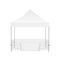 Outdoor commercial trade show canopy tent with demonstration table, isolated